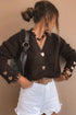 Heart Button V Neck Rib Trim Knit Cardigan